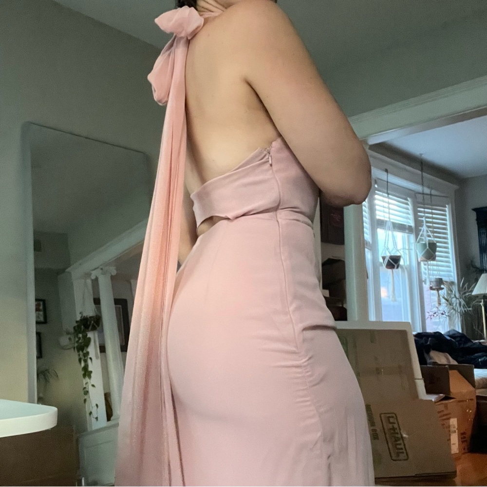 Elegant Pink Halter Dress